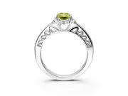 Floral Engagement Ring Setting for Fancy Yellow Emerald Cut Center with Four Accent Clusters and Prong Head in Platinum