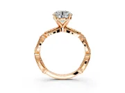 Solitaire Engagement Ring Setting for Round Cut Center with Marquise Panel Band and Prong Head in Rose Gold