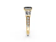Channel-Set Engagement Ring Setting for Fancy Black Radiant Cut Center with Baguette Band and Prong Head in Yellow Gold
