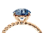 Solitaire Engagement Ring Setting for Fancy Blue Round Cut Center with Plain Twisted Rope Band and Prong Head in Rose Gold