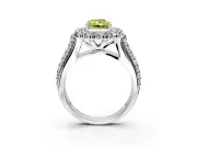 Large Accent Halo Engagement Ring Setting for Fancy Yellow Radiant Cut Center with Pave Split Shank and Prong Head in Platinum
