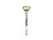 Baguette Engagement Ring Setting for Fancy Yellow Asscher Cut Center with Alternating Bar-Set Band and Prong Head in Sterling Silver