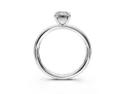 Hidden Halo Engagement Ring Setting for Emerald Cut Center with Thin Rounded Band and Prong Head in White Gold