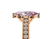 Solitaire Engagement Ring Setting for Fancy Pink Marquise Center with Engraved Pave Band and Prong Head in Rose Gold