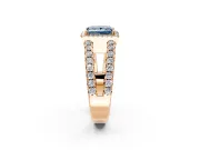 Halo Engagement Ring Setting for Fancy Blue Princess Cut Center with Wide-Open Pave Split Shank and Prong Head in Rose Gold