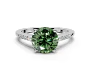 Solitaire Engagement Ring Setting for Fancy Green Round Cut Center with Channel Accents and Prong Head in Platinum