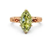 Solitaire Engagement Ring Setting for Fancy Yellow Marquise Center with Milgrain X Pattern Band and Prong Head in Rose Gold
