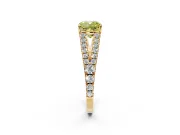 Solitaire Engagement Ring Setting for Fancy Yellow Cushion Cut Center with Pave Split Shank and Prong Head in Yellow Gold