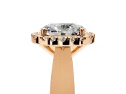 Halo Engagement Ring Setting for Oval Center with Square Band and Prong Head in Rose Gold