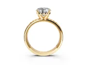Solitaire Engagement Ring Setting for Heart-Shaped Center with Milgrain X Pattern Band and Prong Head in Yellow Gold