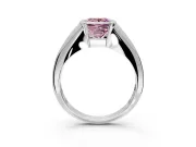 Tension Engagement Ring Setting for Fancy Pink Princess Cut Center with Wide Tapered Band and Tension Head in Sterling Silver
