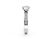 Solitaire Engagement Ring Setting for Radiant Cut Center with Channel-Set Accents and Prong Head in Platinum