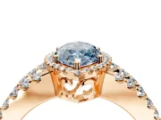 Halo Engagement Ring Setting for Fancy Blue Marquise Center with Wide-Open Pave Split Shank and Prong Head in Rose Gold