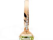 Side Accent Engagement Ring Setting for Fancy Yellow Emerald Cut Center with Accent Shoulders and Prong Head in Rose Gold