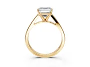 Solitaire Engagement Ring Setting for Asscher Cut Center with Tapered Split Shoulders and Prong Head in Yellow Gold