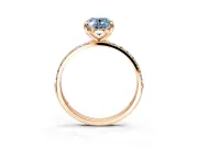 Solitaire Engagement Ring Setting for Fancy Blue Oval Center with Pave Accents and Prong Head in Rose Gold