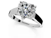 Solitaire Engagement Ring Setting for Heart-Shaped Center with Tapered Split Shoulders and Prong Head in White Gold