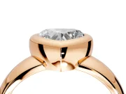 Solitaire Engagement Ring Setting for Heart-Shaped Center with Wide Band and Bezel Head in Rose Gold