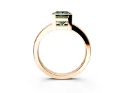 Solitaire Engagement Ring Setting for Fancy Green Princess Cut Center with Plain Band and Flat Tab Prong Head in Rose Gold