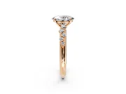 Cluster Engagement Ring Setting for Oval Center with Round Cut Accent Band and Prong Head in Rose Gold