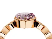 Vintage Station Engagement Ring Setting for Fancy Pink Heart-Shaped Center with Accents and Prong Head in Rose Gold