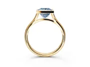 Solitaire Engagement Ring Setting for Fancy Blue Princess Cut Center with V Split Shank and Bezel Head in Yellow Gold