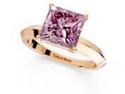 Solitaire Engagement Ring Setting for Fancy Pink Princess Cut Center with Wide Knife Ridge Band and Prong Head in Rose Gold