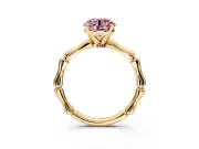 Solitaire Engagement Ring Setting for Fancy Pink Round Cut Center with Bamboo Band and Prong Head in Yellow Gold