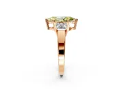 3 Stone Engagement Ring Setting for Fancy Yellow Marquise Center with Matching Side Accents and Prong Head in Rose Gold