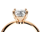 Minimalist Solitaire Engagement Ring Setting for Oval Center with Thin Band and Prong Head in Rose Gold