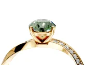Side Accent Engagement Ring Setting for Fancy Green Pear-Shaped Center with Accent Shoulders and Prong Head in Yellow Gold