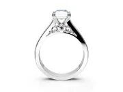 Solitaire Engagement Ring Setting for Fancy Blue Radiant Cut Center with Channel Band and Double Claw Prong Head in Platinum