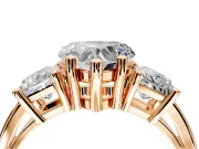 3 Stone Engagement Ring Setting for Heart-Shaped Center with Matching Side Accents and Prong Head in Rose Gold