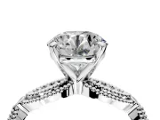 Solitaire Engagement Ring Setting for Round Cut Center with Marquise Panel Band and Prong Head in Platinum
