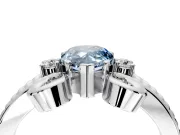 Solitaire Engagement Ring Setting for Fancy Blue Pear-Shaped Center with Twisted Band and Scroll Prong Head in Sterling Silver