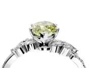 Solitaire Engagement Ring Setting for Fancy Yellow Marquise Center with Marquise Accent Twist Band and Prong Head in White Gold