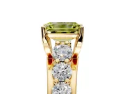 Solitaire Engagement Ring Setting for Fancy Yellow Emerald Cut Center with Graduated Shared Prongs and Prong Head in Yellow Gold