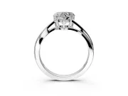 Solitaire Engagement Ring Setting for Heart-Shaped Center with Plain Bypass Twist Band and Prong Head in Sterling Silver
