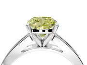 Solitaire Engagement Ring Setting for Fancy Yellow Cushion Cut Center with Princess Cut Channel Band and Prong Head in Platinum