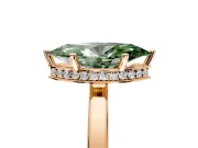 Hidden Halo Engagement Ring Setting for Fancy Green Marquise Center with Wide Flat Plain Band and Prong Head in Rose Gold