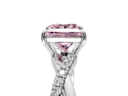 Crossover Engagement Ring Setting for Fancy Pink Princess Cut Center with Pave and Plain Strands and Prong Head in Platinum