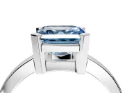 Solitaire Engagement Ring Setting for Fancy Blue Asscher Cut Center with Plain Band and Flat Tab Prong Head in Sterling Silver