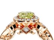 Milgrain Halo Engagement Ring Setting for Fancy Yellow Cushion Cut Center with Shoulder Bezels and Prong Head in Rose Gold