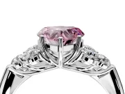 Cluster Engagement Ring Setting for Fancy Pink Heart-Shaped Center with Round Cut Accent Frame and Prong Head in White Gold