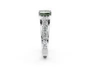 Solitaire Engagement Ring Setting for Fancy Green Princess Cut Center with Graduated Shared Prongs and Prong Head in Sterling Silver