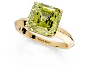 Solitaire Engagement Ring Setting for Fancy Yellow Asscher Cut Center with Wide Knife Ridge Band and Prong Head in Yellow Gold