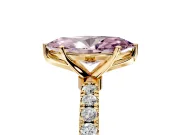 Open Basket Engagement Ring Setting for Fancy Pink Marquise Center with Pave Band and Prong Head in Yellow Gold