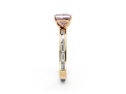 Solitaire Engagement Ring Setting for Fancy Pink Princess Cut Center with Channel Baguette Band and Prong Head in Yellow Gold