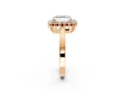 Starburst Halo Engagement Ring Setting for Asscher Cut Center with Flat Cathedral Band and Prong Head in Rose Gold