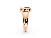 Solitaire Engagement Ring Setting for Fancy Blue Oval Center with Wide Band and Bezel Head in Rose Gold